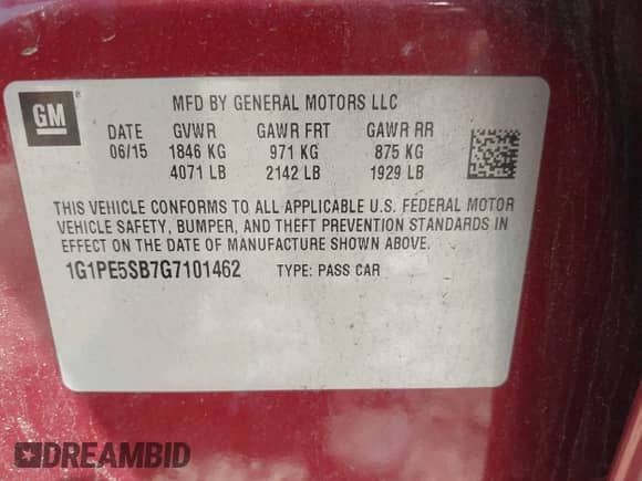 2016 Chevrolet Cruze LT с VIN 1G1PE5SB7G7101462, выставлен на аукционе IAAI как лот 42379033 с пробегом 60 375 миль миль и . История ставок и продаж доступна на DreamBid. Изображение 9.