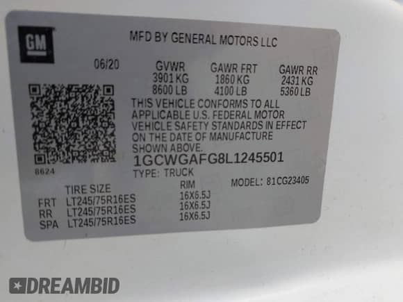 2020 Chevrolet Express Cargo с VIN 1GCWGAFG8L1245501, выставлен на аукционе IAAI как лот 43226152 с пробегом 104 247 миль миль и . История ставок и продаж доступна на DreamBid. Изображение 9.