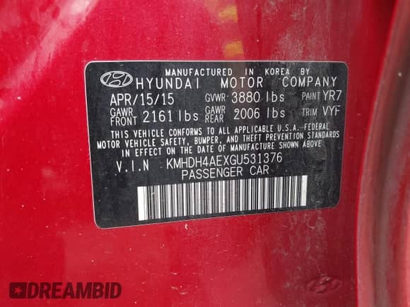 2016 Hyundai Elantra Value Edition z VIN KMHDH4AEXGU531376, wystawiony jako IAAI lot #43289207 z przebiegiem 153 937 mil mil oraz . Historia ofert i sprzedaży dostępna na DreamBid. Obrazek 9.