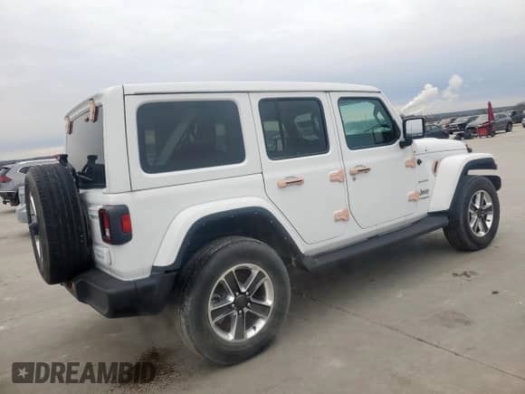 2022 Jeep Wrangler Unlimited Sahara z VIN 1C4HJXEG0NW240264, wystawiony jako Copart lot #45954485 z przebiegiem 16 757 mil mil oraz Szkoda całkowita • Salvage title. Historia ofert i sprzedaży dostępna na DreamBid. Obrazek 3.
