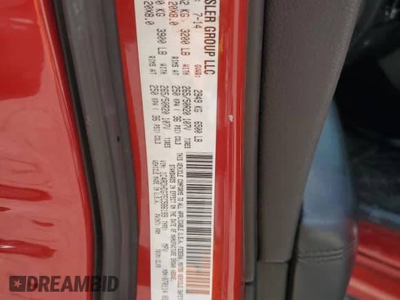 2014 Dodge Durango Limited with VIN 1C4RDHDG7EC586199, listed as a Copart auction lot 63032105 with 207,912 mi miles and Salvage title. Bid and sale history available at DreamBid. Image 13.