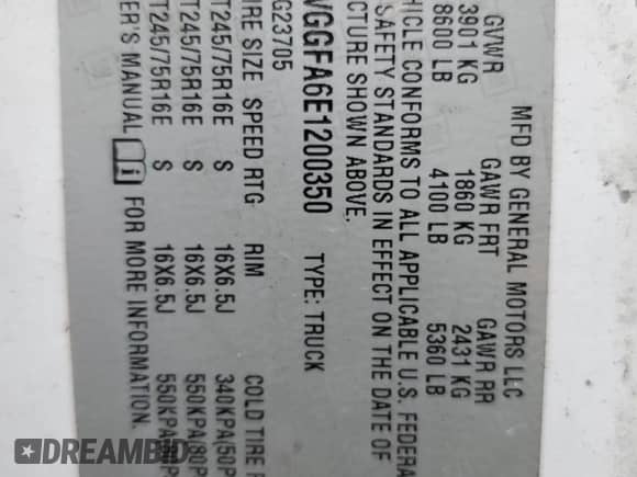 2014 Chevrolet Express Cargo with VIN 1GCWGGFA6E1200350, listed as a Copart auction lot 71770774 with Not provided miles and Clean title. Bid and sale history available at DreamBid. Image 13.