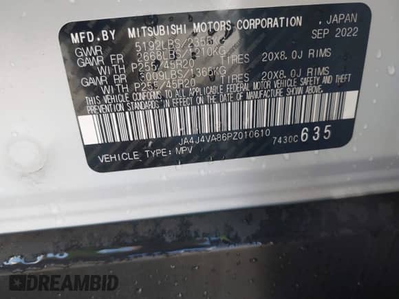 2023 Mitsubishi Outlander SEL z VIN JA4J4VA86PZ010610, wystawiony jako IAAI lot #42883511 z przebiegiem 37 536 mil mil oraz . Historia ofert i sprzedaży dostępna na DreamBid. Obrazek 9.