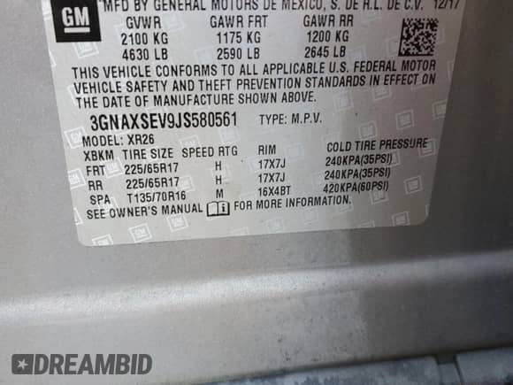 2018 Chevrolet Equinox LT with VIN 3GNAXSEV9JS580561, listed as a Copart auction lot 82713355 with 74,446 mi miles and Salvage title. Bid and sale history available at DreamBid. Image 14.