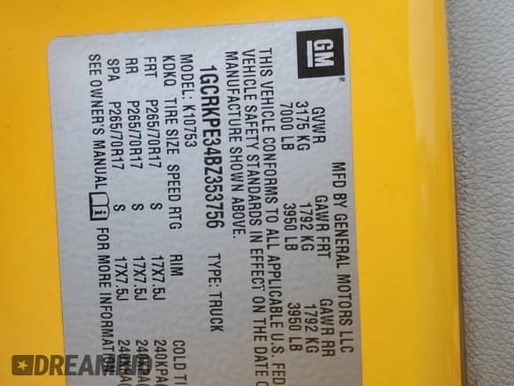 2011 Chevrolet Silverado 1500 Work Truck with VIN 1GCRKPE34BZ353756, listed as a Copart auction lot 71363815 with 358,740 mi miles and Clean title. Bid and sale history available at DreamBid. Image 12.