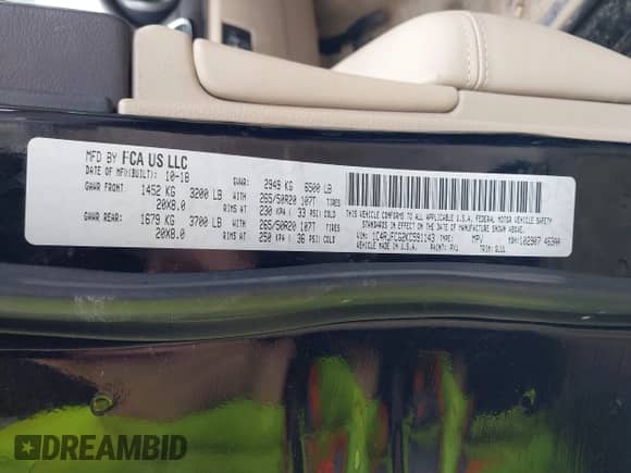 2019 Jeep Grand Cherokee High Altitude z VIN 1C4RJFCG2KC591143, wystawiony jako IAAI lot #42274186 z przebiegiem 41 601 mil mil oraz . Historia ofert i sprzedaży dostępna na DreamBid. Obrazek 9.