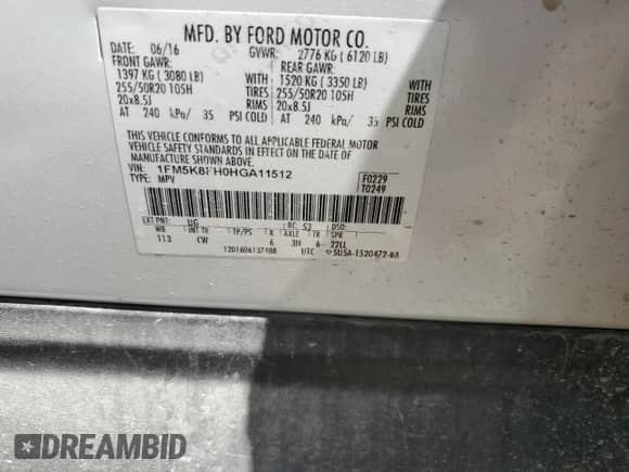 2017 Ford Explorer Limited z VIN 1FM5K8FH0HGA11512, wystawiony jako Copart lot #71031125 z przebiegiem 120 251 mil mil oraz Szkoda całkowita • Salvage title. Historia ofert i sprzedaży dostępna na DreamBid. Obrazek 13.