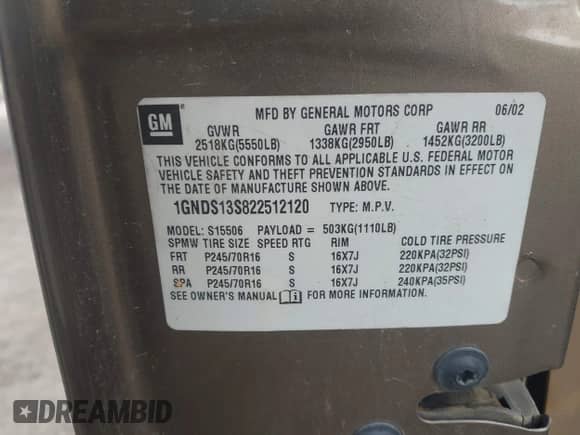 2002 Chevrolet TrailBlazer LS с VIN 1GNDS13S822512120, выставлен на аукционе IAAI как лот 42760390 с пробегом 242 474 миль миль и . История ставок и продаж доступна на DreamBid. Изображение 9.