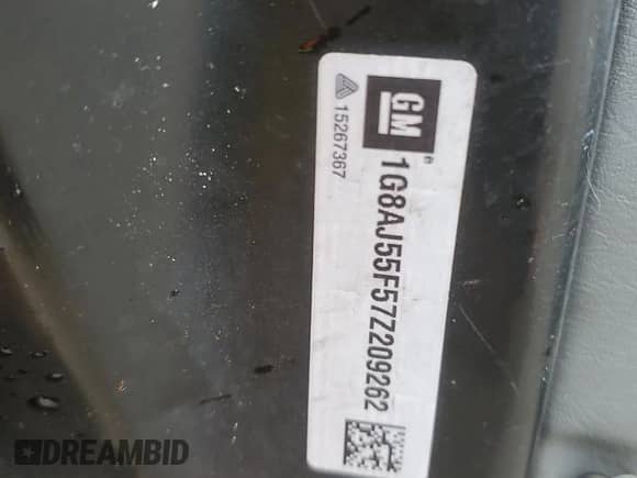 2007 Saturn ION ION 2 with VIN 1G8AJ55F57Z209262, listed as a Copart auction lot 67993505 with 210,614 mi miles and Salvage title. Bid and sale history available at DreamBid. Image 12.