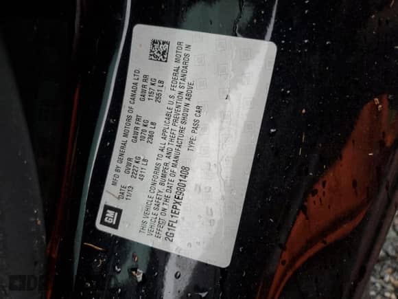 2014 Chevrolet Camaro ZL1 with VIN 2G1FL1EPXE9801408, listed as a Copart auction lot 73758984 with Not provided miles and Salvage title. Bid and sale history available at DreamBid. Image 13.