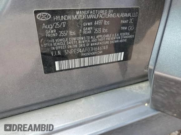 2018 Hyundai Sonata Sport with VIN 5NPE34AF0JH646148, listed as a Copart auction lot 69790185 with 95,843 mi miles and Salvage title. Bid and sale history available at DreamBid. Image 12.