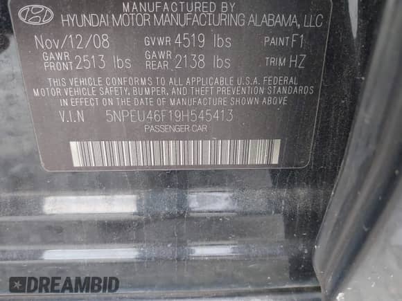2009 Hyundai Sonata Limited с VIN 5NPEU46F19H545413, выставлен на аукционе IAAI как лот 42200206 с пробегом 280 184 миль миль и . История ставок и продаж доступна на DreamBid. Изображение 9.