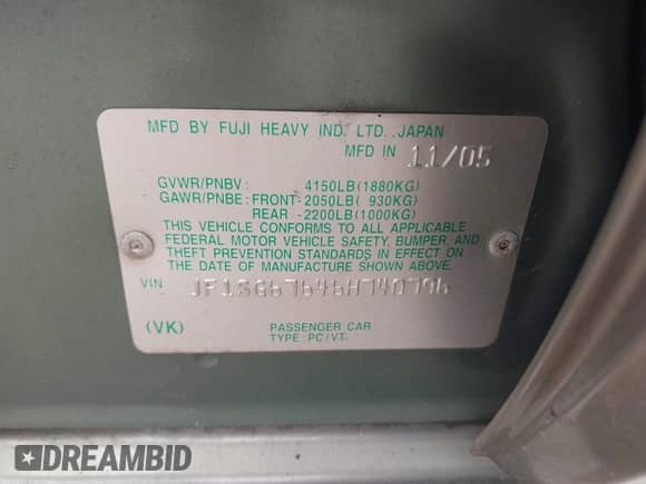 2006 Subaru Forester X L.L. Bean z VIN JF1SG67646H740796, wystawiony jako IAAI lot #43303049 z przebiegiem 200 864 mil mil oraz . Historia ofert i sprzedaży dostępna na DreamBid. Obrazek 9.