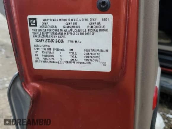 2002 Chevrolet Avalanche с VIN 3GNEK13T32G174386, выставлен на аукционе Copart как лот 63853835 с пробегом Не указан миль и Списание • Salvage title. История ставок и продаж доступна на DreamBid. Изображение 12.