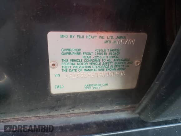 2005 Subaru Forester XT с VIN JF1SG69675H706976, выставлен на аукционе Copart как лот 46775515 с пробегом 200 964 миль миль и Списание • Salvage title. История ставок и продаж доступна на DreamBid. Изображение 12.