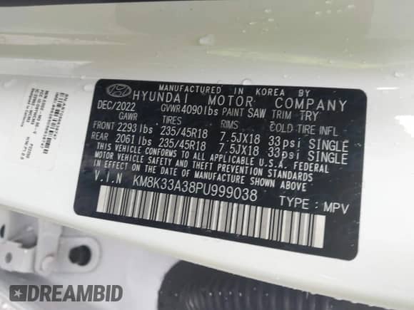 2023 Hyundai Kona N Line с VIN KM8K33A38PU999038, выставлен на аукционе IAAI как лот 42001429 с пробегом 15 569 миль миль и . История ставок и продаж доступна на DreamBid. Изображение 9.