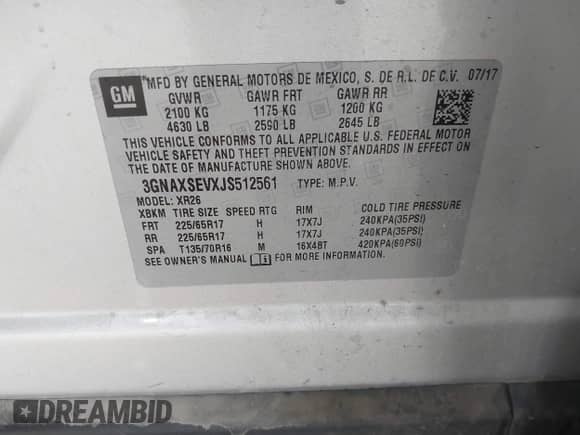 2018 Chevrolet Equinox LT with VIN 3GNAXSEVXJS512561, listed as a IAAI auction lot 43389245 with 163,301 mi miles and . Bid and sale history available at DreamBid. Image 9.