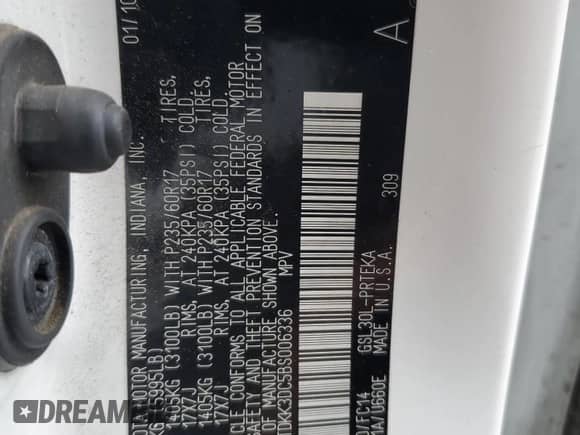 2011 Toyota Sienna LE AAS with VIN 5TDKK3DC5BS006336, listed as a Copart auction lot 81516555 with 244,877 mi miles and Salvage title. Bid and sale history available at DreamBid. Image 13.