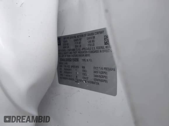 2016 Chevrolet Equinox LT с VIN 2GNALCEK9G1150296, выставлен на аукционе IAAI как лот 42976027 с пробегом 112 028 миль миль и . История ставок и продаж доступна на DreamBid. Изображение 9.