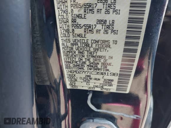 2001 Nissan Frontier SC SuperCharger with VIN 1N6MD27Y71C390198, listed as a IAAI auction lot 43564816 with 181,730 mi miles and . Bid and sale history available at DreamBid. Image 9.