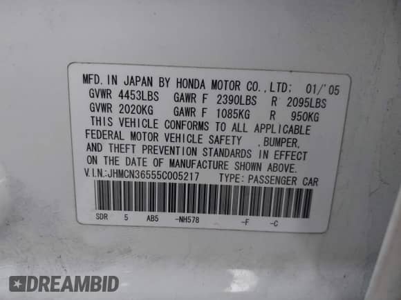 2005 Honda Accord с VIN JHMCN36555C005217, выставлен на аукционе IAAI как лот 41955259 с пробегом 165 384 миль миль и . История ставок и продаж доступна на DreamBid. Изображение 9.