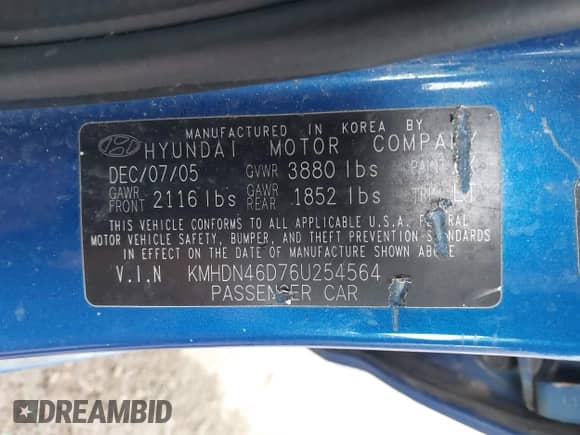 2006 Hyundai Elantra GLS с VIN KMHDN46D76U254564, выставлен на аукционе IAAI как лот 43511308 с пробегом 160 329 миль миль и . История ставок и продаж доступна на DreamBid. Изображение 9.