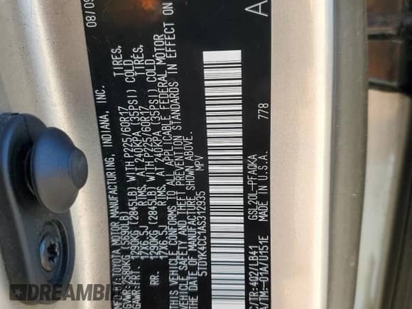 2010 Toyota Sienna XLE с VIN 5TDYK4CC1AS312935, выставлен на аукционе Copart как лот 84916835 с пробегом 147 715 миль миль и Списание • Salvage title. История ставок и продаж доступна на DreamBid. Изображение 13.