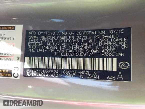 2015 Lexus RC 350 F Sport с VIN JTHHE5BC6F5009174, выставлен на аукционе IAAI как лот 42454380 с пробегом 130 569 миль миль и . История ставок и продаж доступна на DreamBid. Изображение 9.