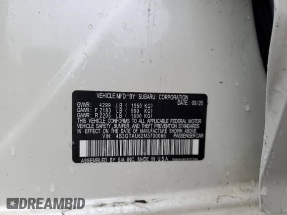 2021 Subaru Impreza Limited z VIN 4S3GTAU62M3700066, wystawiony jako Copart lot #61061905 z przebiegiem Nie podano mil oraz Szkoda całkowita • Salvage title. Historia ofert i sprzedaży dostępna na DreamBid. Obrazek 13.