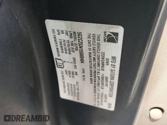 2005 Saturn VUE z VIN 5GZCZ53415S808494, wystawiony jako Copart lot #78212724 z przebiegiem 179 159 mil mil oraz Czysty tytuł • Clean title. Historia ofert i sprzedaży dostępna na DreamBid. Obrazek 13.