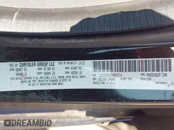2012 Dodge Avenger SE с VIN 1C3CDZAG6CN254714, выставлен на аукционе IAAI как лот 43302801 с пробегом 146 700 миль миль и . История ставок и продаж доступна на DreamBid. Изображение 9.