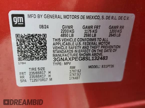 2025 Chevrolet Equinox AWD LT с VIN 3GNAXPEG8SL132483, выставлен на аукционе Copart как лот 90015335 с пробегом 6 961 миль миль и Списание • Salvage title. История ставок и продаж доступна на DreamBid. Изображение 13.