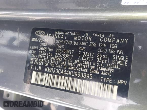 2019 Hyundai Tucson Value с VIN KM8J3CA44KU993895, выставлен на аукционе IAAI как лот 42341366 с пробегом 142 634 миль миль и . История ставок и продаж доступна на DreamBid. Изображение 9.