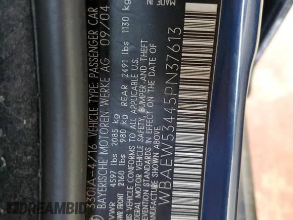 2005 BMW 3 Series 330xi с VIN WBAEW53445PN37613, выставлен на аукционе Copart как лот 61840155 с пробегом 130 484 миль миль и Списание • Salvage title. История ставок и продаж доступна на DreamBid. Изображение 12.