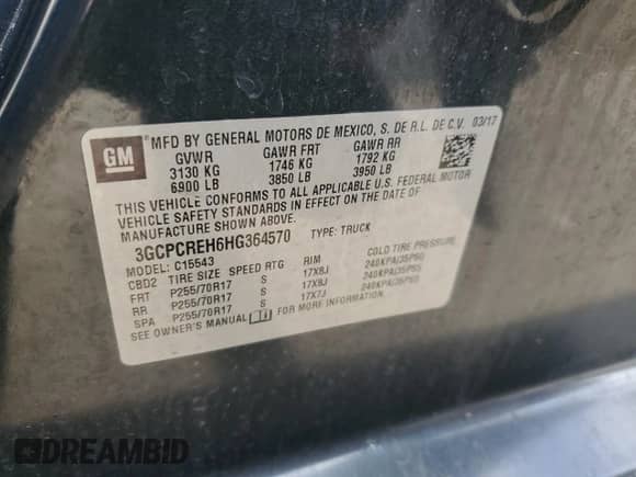 2017 Chevrolet Silverado 1500 LT z VIN 3GCPCREH6HG364570, wystawiony jako Copart lot #52647185 z przebiegiem 132 473 mil mil oraz Szkoda całkowita • Salvage title. Historia ofert i sprzedaży dostępna na DreamBid. Obrazek 14.