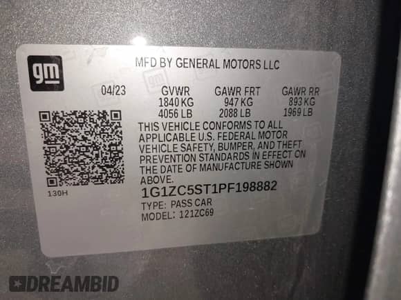 2023 Chevrolet Malibu LS с VIN 1G1ZC5ST1PF198882, выставлен на аукционе IAAI как лот 42179459 с пробегом 62 250 миль миль и . История ставок и продаж доступна на DreamBid. Изображение 9.