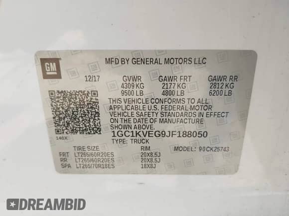 2018 Chevrolet Silverado 2500HD LT z VIN 1GC1KVEG9JF188050, wystawiony jako IAAI lot #42696983 z przebiegiem 103 599 mil mil oraz . Historia ofert i sprzedaży dostępna na DreamBid. Obrazek 9.