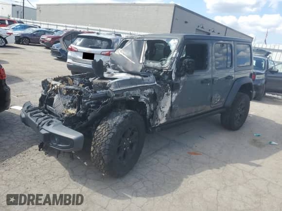 2021 Jeep Wrangler Unlimited Willys Sport with VIN 1C4HJXDG0MW561690, listed as a Copart auction lot 84438205 with Not provided miles and Clean title. Bid and sale history available at DreamBid. Image 1.