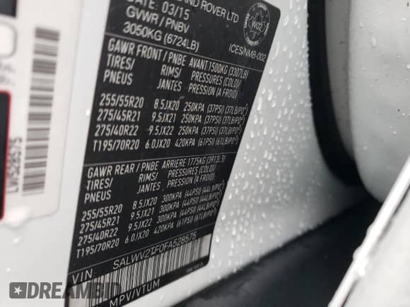 2015 Land Rover Range Rover Sport Autobiography with VIN SALWV2TF0FA528575, listed as a Copart auction lot 82179134 with 116,979 mi miles and Salvage title. Bid and sale history available at DreamBid. Image 16.