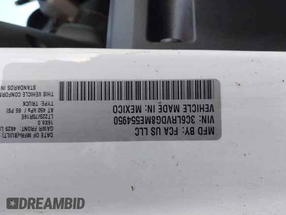 2021 Ram ProMaster Cargo with VIN 3C6LRVDG8ME554950, listed as a IAAI auction lot 40776375 with 30,354 mi miles and . Bid and sale history available at DreamBid. Image 9.