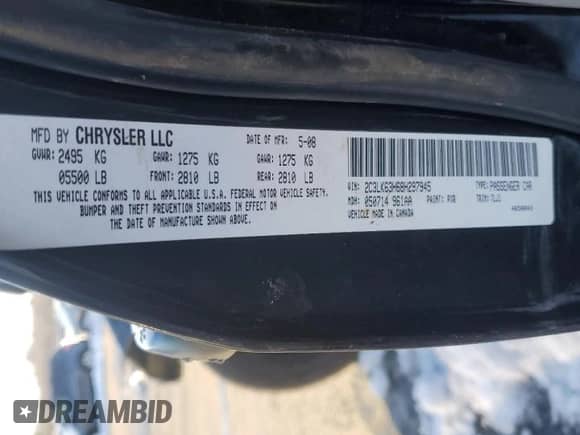 2008 Chrysler 300 C with VIN 2C3LK63H68H297945, listed as a Copart auction lot 42972204 with 131,750 mi miles and Salvage title. Bid and sale history available at DreamBid. Image 12.