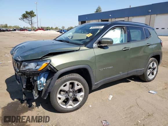 2020 Jeep Compass Limited with VIN 3C4NJDCB9LT216203, listed as a Copart auction lot 80500965 with 32,867 mi miles and Salvage title. Bid and sale history available at DreamBid. Image 1.
