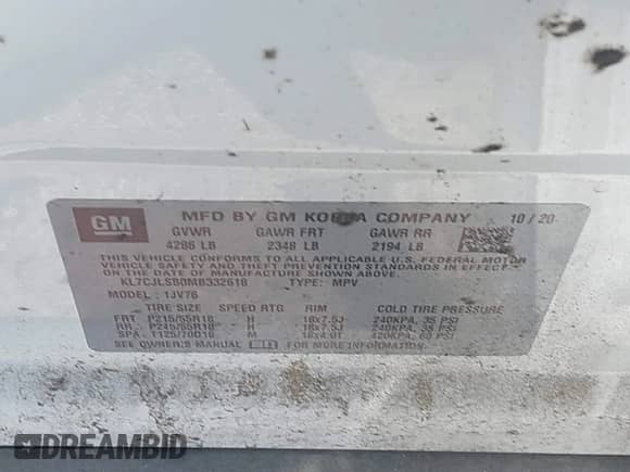 2021 Chevrolet Trax LT с VIN KL7CJLSB0MB332618, выставлен на аукционе IAAI как лот 42583043 с пробегом 58 940 миль миль и . История ставок и продаж доступна на DreamBid. Изображение 9.