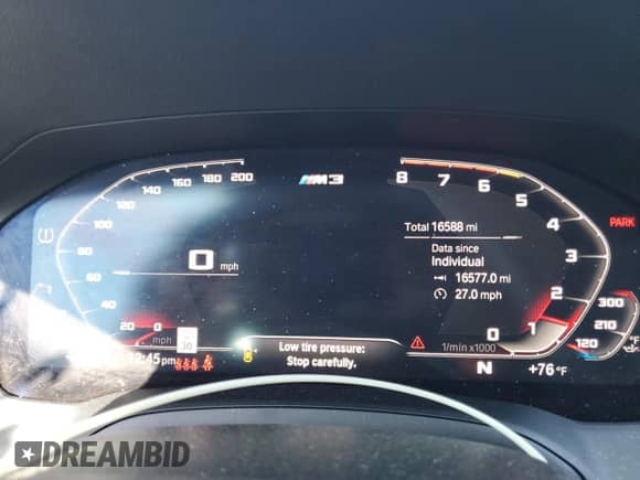 2021 BMW M3 с VIN WBS53AY0XMFL04228, выставлен на аукционе Copart как лот 80012024 с пробегом 16 588 миль миль и Списание • Salvage title. История ставок и продаж доступна на DreamBid. Изображение 9.