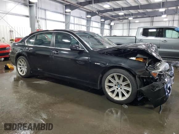 2006 BMW 7 Series 750Li with VIN WBAHN83506DT64606, listed as a Copart auction lot 65986945 with 43,116 mi miles and Salvage title. Bid and sale history available at DreamBid. Image 4.