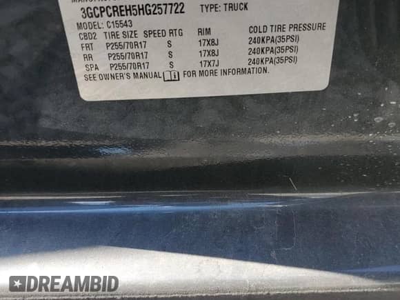 2017 Chevrolet Silverado 1500 LT с VIN 3GCPCREH5HG257722, выставлен на аукционе Copart как лот 70700684 с пробегом 170 651 миль миль и Списание • Salvage title. История ставок и продаж доступна на DreamBid. Изображение 12.