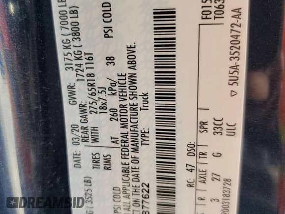 2020 Ford F-150 Lariat z VIN 1FTEW1E56LFB77622, wystawiony jako Copart lot #71202025 z przebiegiem 149 414 mil mil oraz Szkoda całkowita • Salvage title. Historia ofert i sprzedaży dostępna na DreamBid. Obrazek 13.