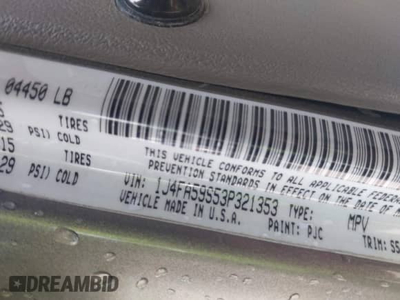 2003 Jeep Wrangler Sahara с VIN 1J4FA59S53P321353, выставлен на аукционе IAAI как лот 42891173 с пробегом 179 559 миль миль и . История ставок и продаж доступна на DreamBid. Изображение 9.