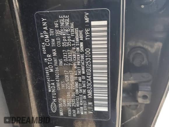2016 Hyundai Tucson SE with VIN KM8J3CA4XGU253100, listed as a Copart auction lot 81287895 with 146,482 mi miles and Clean title. Bid and sale history available at DreamBid. Image 13.