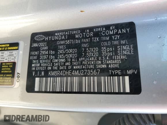 2021 Hyundai Palisade SEL с VIN KM8R4DHE4MU273567, выставлен на аукционе Copart как лот 80314575 с пробегом 97 810 миль миль и Списание • Salvage title. История ставок и продаж доступна на DreamBid. Изображение 14.